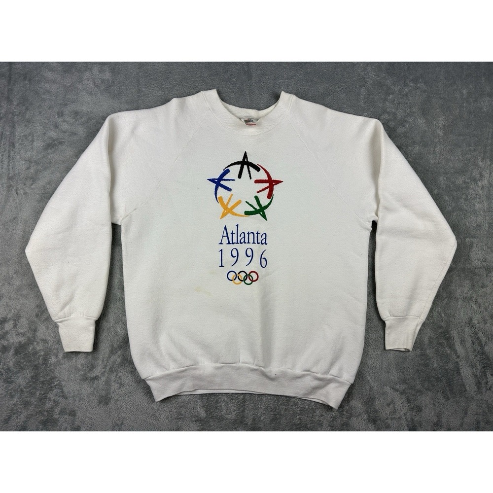 Vintage Atlanta 1996 Olympics Sweatshirt Made In USA L Rare Yellowing Stain